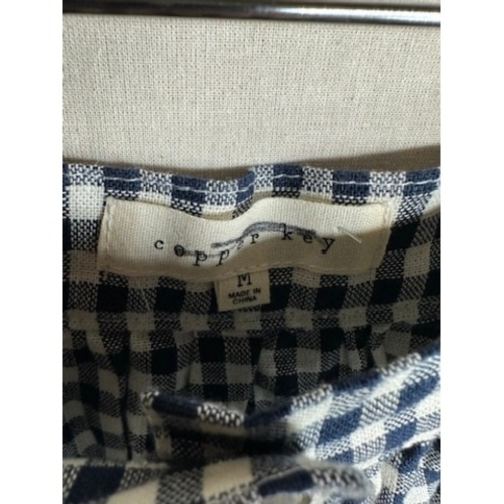copper key womens blue gingham Button Up Skirt Size Medium - Picture 3 of 7